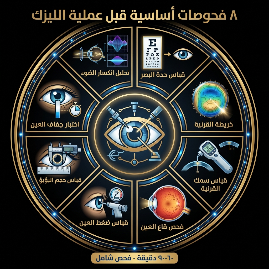 فحوصات طبية شاملة قبل عملية تصحيح النظر بالليزر - 8 فحوصات ضرورية