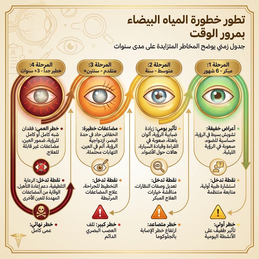 تطور خطورة المياه البيضاء بمرور الوقت