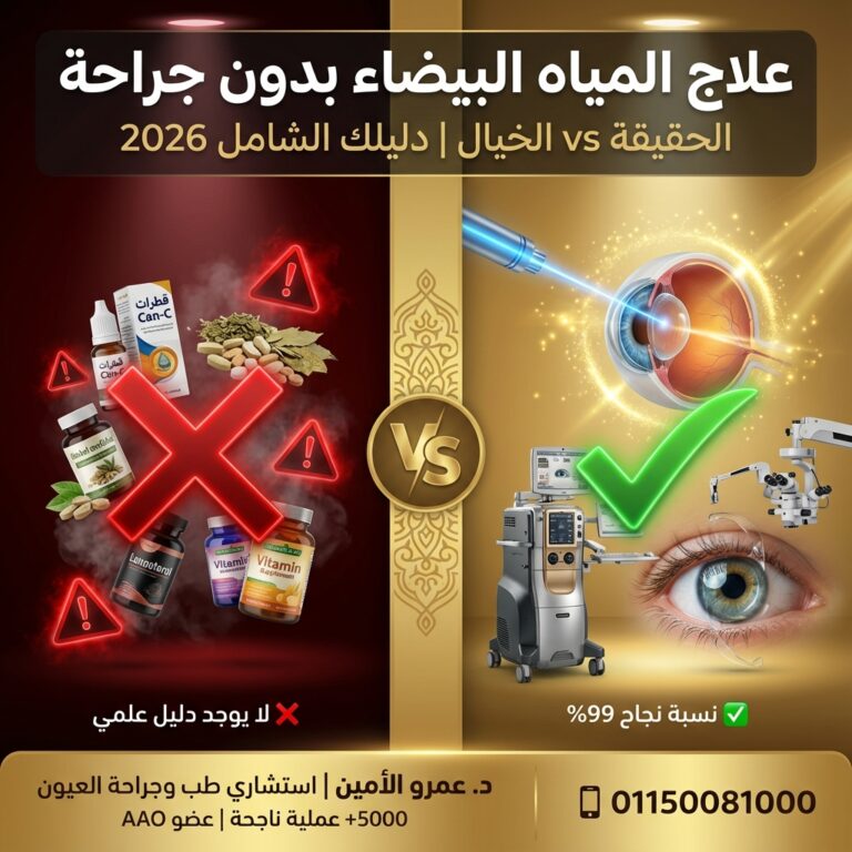 علاج المياه البيضاء في العين بدون جراحة