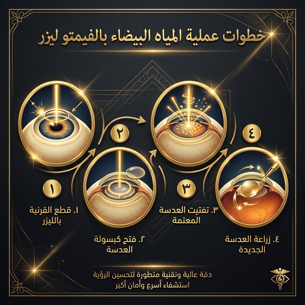 خطوات عملية المياه البيضاء بالفيمتو ليزر