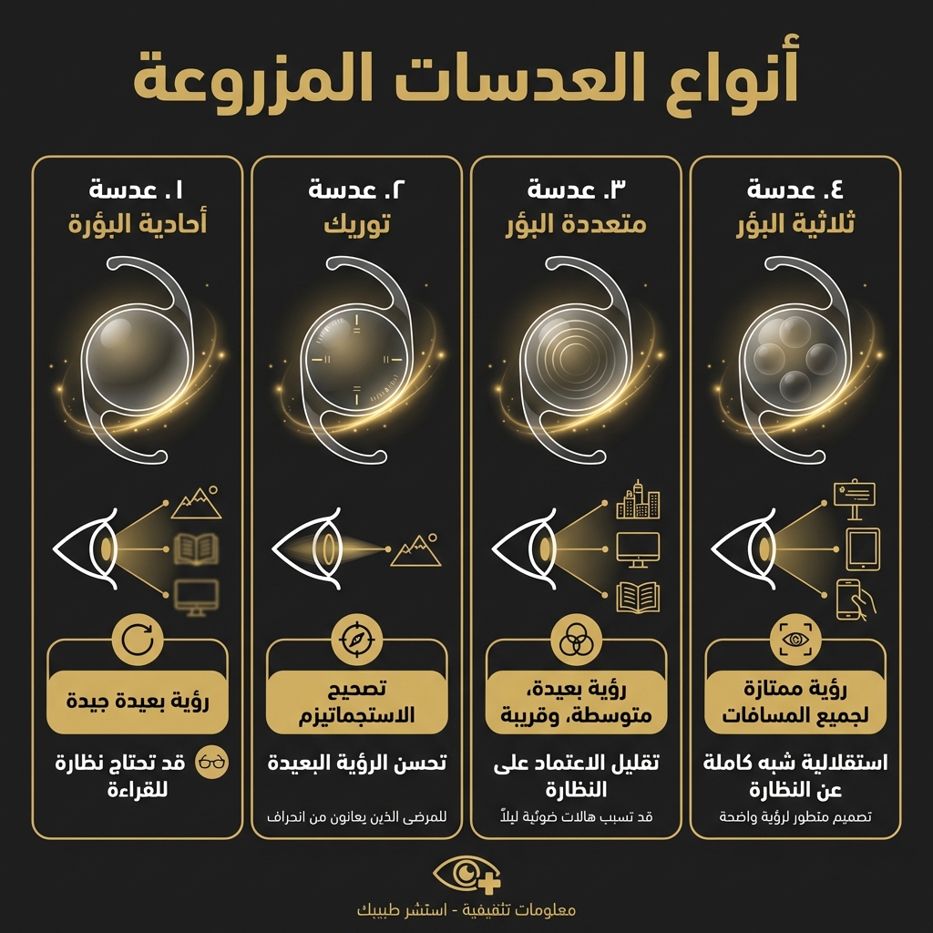 أنواع العدسات المزروعة بعد عملية المياه البيضاء
