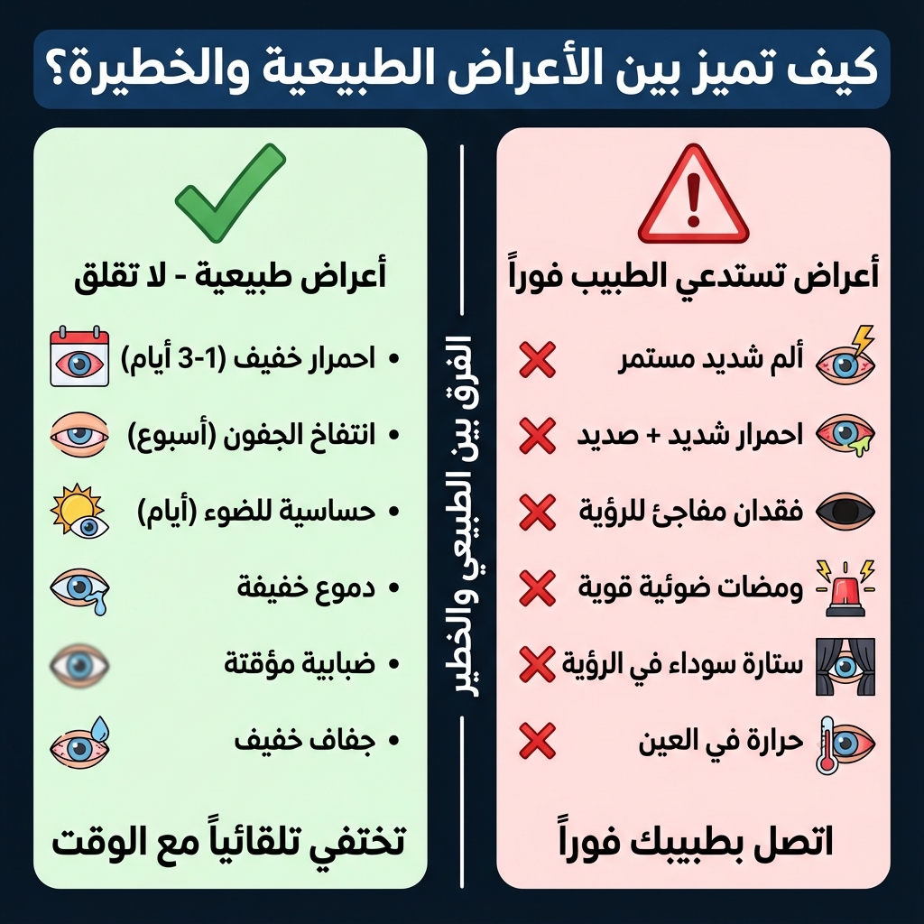 الأعراض الطبيعية والخطيرة بعد العملية