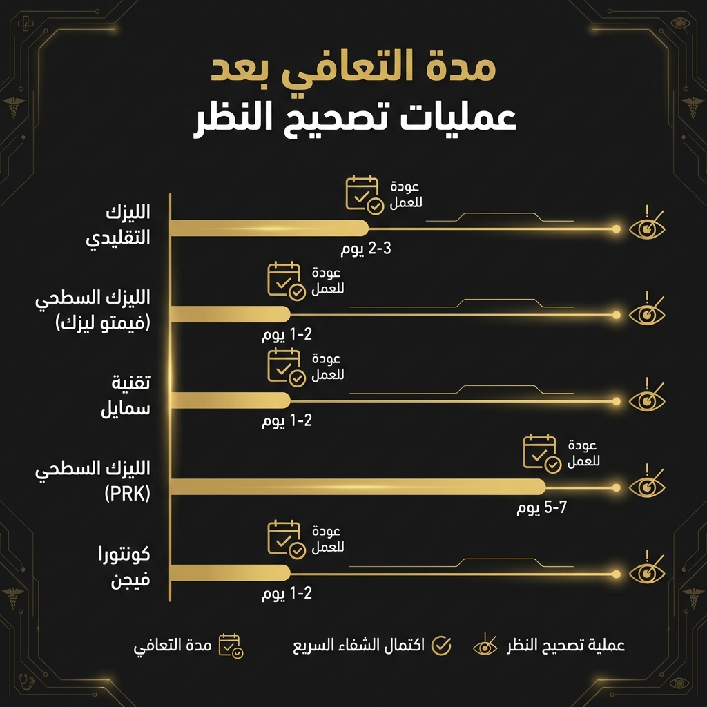 مدة التعافي بعد عمليات تصحيح النظر