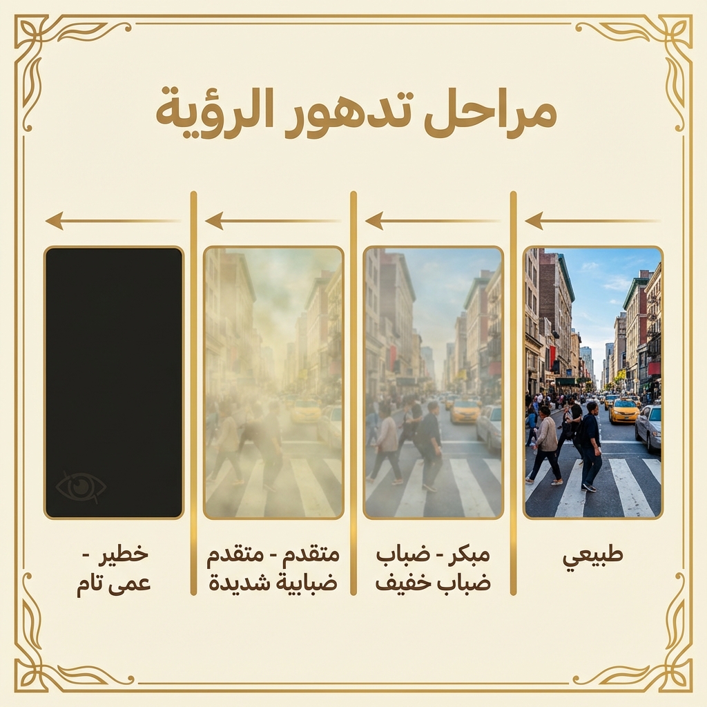 مراحل تدهور الرؤية بسبب المياه البيضاء